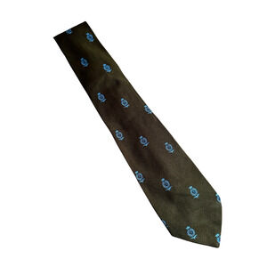 Vintage Olive Green Shield Necktie Polyester